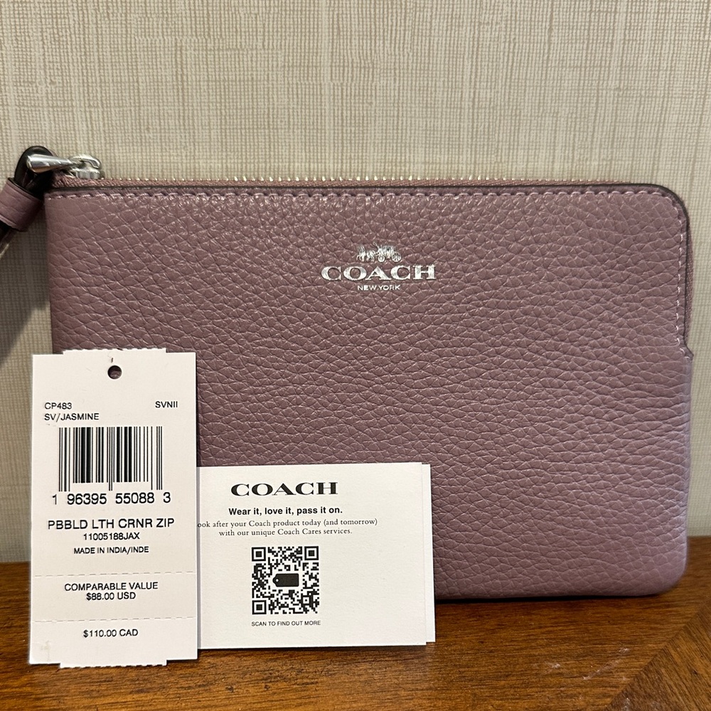 Coach Lavender Leather Wristlet